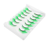 Operitacx 7 Pairs Green False Eyelashes for Stage Performances, Soft and Comfortable Fiber Fake Lashes, Easy to Use Unique Style for St Patrick's Day Makeup and Party