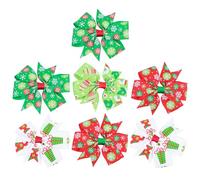 Operitacx 7pcs Christmas Bow-knot Hair Clips for Adults Classic Cloth Hair Barrettes for New Year's Eve Party and Easter