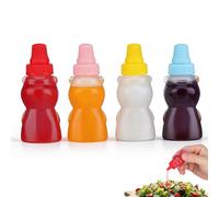 Operitacx 8-Pack Mini Sauce Bottles Set Small Condiment Squeeze Containers for Tomato Ketchup Honey Salad Dressing Soy Sauce Travel Condiment Use with Assorted Color Caps