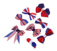 Operitacx 8pcs American Flag Hairclips Red White Blue Striped Bow Barrettes Comfortable Wear Versatile Accessory Women Patriotic Unique Design Independence Day Celebration Summer