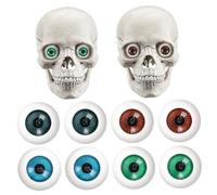 Operitacx 8pcs Halloween Hollow Eyeball, Doll Fake Eyes Balls, Plastic Eye Beads for Craft Mask Horror Props Costume Halloween Cosplay Party Decorations Creepy Props（blue/red/brown/gray）
