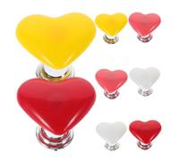 Operitacx 8pcs Heart-Shaped Toilet Water Tank Push Buttons Set 2cm Base Toilet Replacement Button Kit in Red Yellow White Pink Flushing Tank Parts for Bathroom Repair