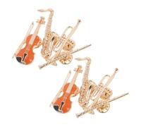 Operitacx 8pcs Musical Instrument Brooch Set Featuring Trumpet Violin Saxophone Guitar Pins Made of Alloy, Resistant to Fading and Maintaining Shine, for Bags and Scarves, for Office Wear