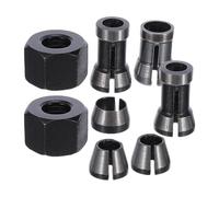 Operitacx 8pcs Router Collet Adapter and Nut Kit Carbon Steel High Precision for 6mm 6.35mm 8mm Bits Compatible with Engraving and Milling Machines Woodworking Tool Accessories
