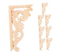 Operitacx 8pcs Wood Carved Appliques Unpainted European Style Corner Onlays for Furniture Cabinets Mirrors DIY Decorative Elements with Handcarved Designs Solid Wood Finish