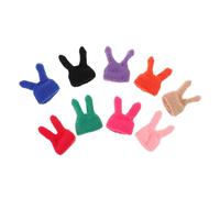 Operitacx 9pcs Mini Knitted Doll Hats with Rabbit Ears Soft Handmade Beanies for Doll Dress-up Mini Holiday Caps in Multiple Colors for Easter and DIY Craft Accessories