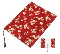 Operitacx a5 Hand-Made Cloth Book Sleeve, Adjustable Red Cherry Blossom Book Cover, Lightweight and Washable Protector for Notebooks, Journals, and Diaries