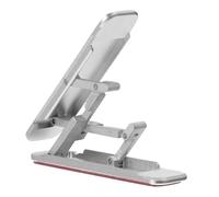 Operitacx Adhesive Phone Stand Silver Desktop Phone Bracket Smartphone Holder with Adhesive Backing for Hands-free Use on Desk Compatible with Phones and Tablets