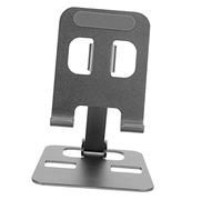 Operitacx Adjustable Desktop Phone Stand Portable Multi Angle Holder for Tablets Smartphones Collapsible Design Skid Base for Home Office Travel Durable Aluminum Alloy Gray