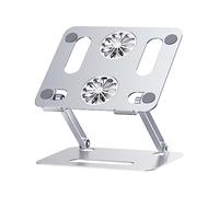 Operitacx Adjustable Height Aluminum Alloy Laptop Cooler Stand with Dual Fans Ventilated Heat Dissipation Rack for Up to Laptops Sturdy Support with Large Fans for Gaming and Office Use