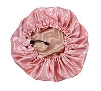 Operitacx Adjustable Satin Shower Cap and Elastic Edge with Double Layers Wrapping Short Hair Pink Hair Protection Cap Suitable for Bathing and Night Sleep and Fitting Most Face Shapes