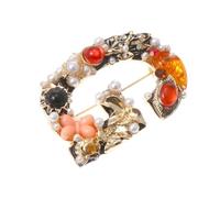 Operitacx Alloy Brooch Pin Stylish Unique Letter Shaped Clip-on Multi-purpose Women Breastpin for Weddings and Party