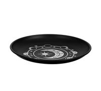 Operitacx Altar Candleholder Tray Stainless Steel Plate round Black Simple Design Delicate Pattern Practical and Sturdy Tea Light Holder for Housewarming and Altar