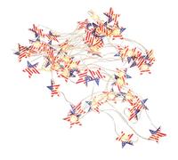 Operitacx American Flag Shape Copper Wire String Lights Battery Operated Decorative LED Party Lights for Independence Day Durable Material LEDs with Steady Function