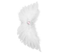 Operitacx Angel Wing Plumage Hairpin with Heart Rhinestone, Lightweight Copper and White Quill Hair Clip Enhancing Charm for Party and Special Occasions