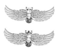 Operitacx Angel Wing Shoe Clips in White with Dazzling Crystal Embellishments 2 Pcs Removable Zinc Alloy Shoe Accessories for Weddings and Evening Events