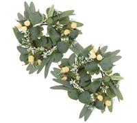 Operitacx Artificial Candle Wreath Ring with Silk Flower Material, Artistic and Beautiful Light Design, for Study Room or Hotel Table Decor, Multi-use Faux Greenery Garland for Christmas