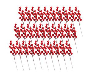 Operitacx Artificial Red Berry Stems with No Watering Required and Easy Care 30pcs Faux Berry Branches for Christmas Tree Picks for Floral Arrangement and Holiday Home Decor