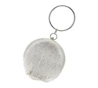 Operitacx Ball Shape Evening Handbag for Women in Silver Synthetic Material, Convenient to Carry round Clutch Bag for Banquet and Party Occasions