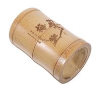 Operitacx Bamboo Pencil Holder Round Desk Organizer with Smooth Edges Vintage Chinese Style Pen Container for Office and Makeup Storage Decorative Bamboo Decor Pot for Desktop Tidy