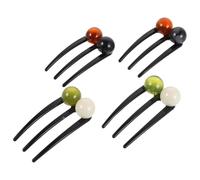 Operitacx Beaded U Shaped Hair Pins 4Pcs Three Prong Hair Forks for Women’S Ancient Style Bun Makers Suitable for Weddings and Casual Hairstyling