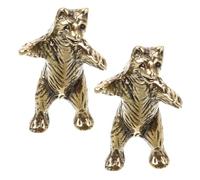 Operitacx Bear Functionality Statue Brass Figurines 2pcs Miniature Vintage Decor Tea Pet for and, Elegant Retro Golden Animal Sculptures Home Office Desk