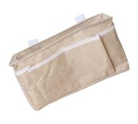 Operitacx Beige Cotton and Linen Bedside Organizer Bed Pocket Multifunctional Hanging Bag with Two Small Front Pockets Mesh Side Fine Workmanship Delicate Details Practical for Living Room