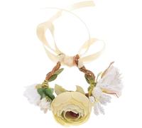 Operitacx Beige Pet Headband Floral Crown Cloth Headwear Simple Romantic Elegant Decoration for Dressing up Your Pet on Occasions