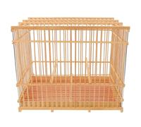 Operitacx Bird Cage Vintage Bamboo Rectangular for Finches and Parrots with Removable Tray and Hook, Lightweight and Portable Birdcage Suitable for Home Use and Balcony Décor