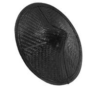 Operitacx Black Bamboo Cosplay Ninja Decorative Hat for 7-12 Years Old, Lightweight and Breathable Handwoven Samurai Headwear for Creative Styling and Festivals, Traditional Craftsmanship