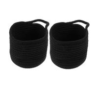Operitacx Black Hanging Basket 2pcs Cotton Rope Woven Desktop Holder Set with Handles for Organizing The Home, Multi Functional Storage Baskets in Modern Farmhouse Style