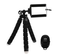 Operitacx Black Stainless Steel Selfie Tripod Stand with Wireless Shutter Remote for Phone and Camera, Portable Easy Access for Parties and Hiking
