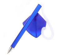 Operitacx Blue Counter Pen with Chain and Adhesive Base, Smooth Writing Tip, Abs Material, Stylish Design for Signing Documents and School Use, Secure Desk Pen for Office and Reception