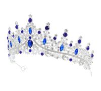Operitacx Blue Rhinestone Crown Headband and Versatile Use Comfortable Fit with Unique European Baroque Style for Women for Halloween Party and Birthday Celebration Accessories