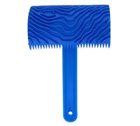 Operitacx Blue Wood Graining Tool with Long Handle Comfortable Grip Rubber Pattern Roller for DIY Painting Realistic Wood Grain Wall Art Craft