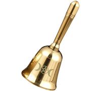 Operitacx Brass Altar Bell Triple Moon Pentagram Design Handheld Bell for Pagan Rituals and Meditation Practice