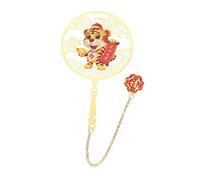 Operitacx Brass Hollow Out Fan Shaped Bookmark Chinese Style Elegant Brass Page Marker for Students Readers and Book Lovers Practical Study and Reading