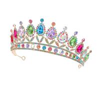 Operitacx Bridal Headpiece Queen Crown Classic Princess-inspired Hand-embedded Design Versatile Use Alloy Glass Crystal for Women Bride Special Occasions