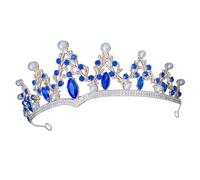 Operitacx Bridal Rhinestone Tiara Crown for Wedding Bride, Luxury Sparkling Blue Crystal Headband, Elegant Hair Accessory for Brides and Special Occasions