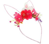 Operitacx Bunny Ears Headband Safe and Delicate Hair Decor for Plush Rabbit Ear Hairband with Red Metal and Plastic Frame for Easter Party Photo Prop and Daily Wear
