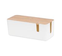 Operitacx Cable Management Box with Bamboo Lid Capacity Wire Storage Organizer for Power Strips Charging Cables Adapters Cord Hider for Home and Office