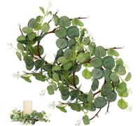 Operitacx Candle Rings Wreaths, 2Pcs Candle Wreath for Easter Decoration, Artificial Eucalyptus Leaves Wreath Small Boho Pillar Holder for Spring Easter Wedding Home Door