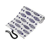 Operitacx Canvas Roll-up Pencil Case with Slots Portable Colored Pencil Organizer with Cartoon Saury Pattern Space-Saving Storage for Drawing and Sketching for Artists and Students