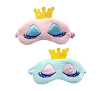 Operitacx Cartoon Plush Eye Mask Cozy Night Sleep Mask 2pcs with Crown Pattern, Comfortable Sleep Eye Patch Blocking Light, Includes Ice Bag for Home and Travel for Family and Friends