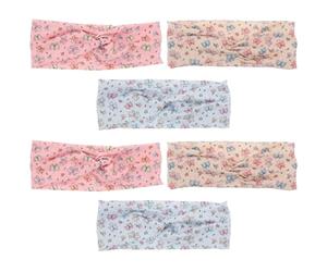 Operitacx Cartoon Printed Knotted Headbands Adorable Print Patterns 6pcs for Lightweight Cloth Elastic Hair Bands for Sports and School Uniforms