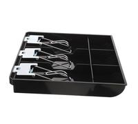 Operitacx Cash Drawer Tray Replacement with Bill Coin Compartments Portable Money Till Insert for Cash Register Box Black Organizer for Shops Retail Supermarkets