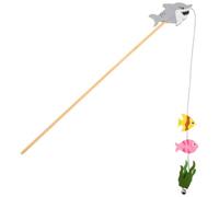 Operitacx Cat Teaser Stick with Bell, Interactive Wood and Felt for Cats | Novelty Fishing Rod Design, Easy Handling and Maneuverability, Supports Playful Bonding, Cat Interactive Use