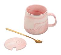 Operitacx Ceramic Coffee Mug with Spoon 400ml Large-Capacity Milk Cup for Café and Home Use, Simple Design with Beautiful Lines, Versatile Water Cup in Lovely Style