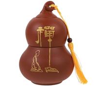 Operitacx Ceramic Gourd Shaped Airtight Tea Container with Smooth Surface and Good Gloss, Retro Style Loose Tea Storage Jar for Kitchen Use and Seasoning Storage