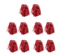 Operitacx Cheerleading Pom Poms with Handle Cheerleading Kit for College and High School Teams Red 10 Pcs 25g Each, Easy to Hold and Good Gloss, for Tennis and Baseball Events